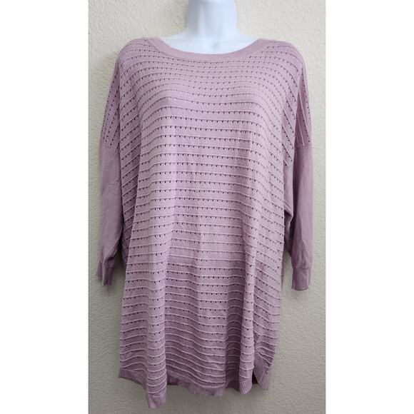 SOHO New York Co Light Purple Drop Shoulder Sweater Top XXL Plus Tie Back Soft - Picture 1 of 6